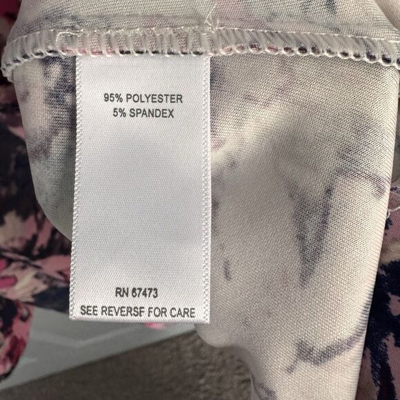 Taylor Woman Size 20W Pink Navy Floral Fit & Flare Dress Pockets Stretch - Picture 5 of 8